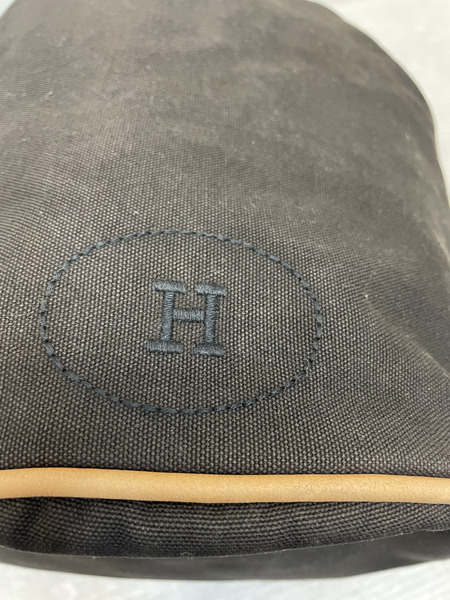 HERMES 巾着 キャンバスショルダーバッグ ブラウン 