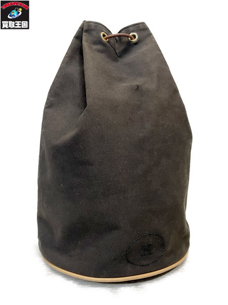 HERMES 巾着 キャンバスショルダーバッグ ブラウン 