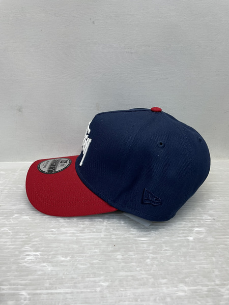 STUSSY 25AW BASIC 9FORTY 2トーンロゴキャップ 紺×赤