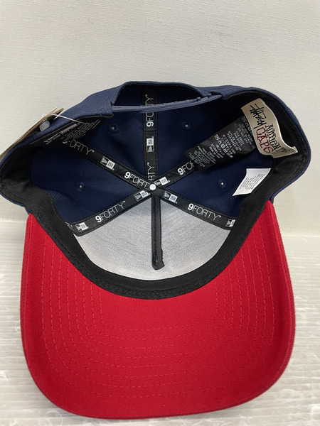STUSSY 25AW BASIC 9FORTY 2トーンロゴキャップ 紺×赤