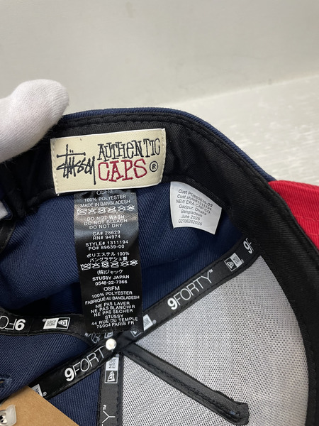STUSSY 25AW BASIC 9FORTY 2トーンロゴキャップ 紺×赤
