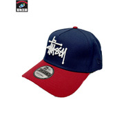 STUSSY 25AW BASIC 9FORTY 2トーンロゴキャップ 紺×赤