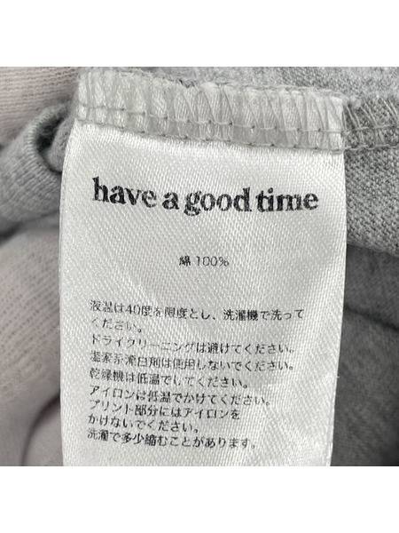Have a good time 長袖Tシャツ・カットソー フロントプリントTEE グレー