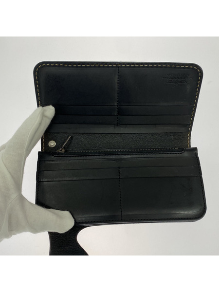 . 長財布 FUNNY カービングレザー チェーン付キライダースウォレット 黒