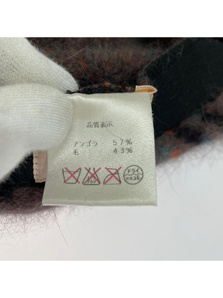 Vivienne Westwood ソノ他 チェック ゴールドオーブ アンゴラ ウール ベレー帽 茶