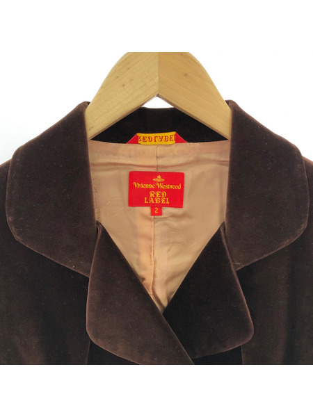 Vivienne Westwood red label テーラードジャケット ベロア  2 茶