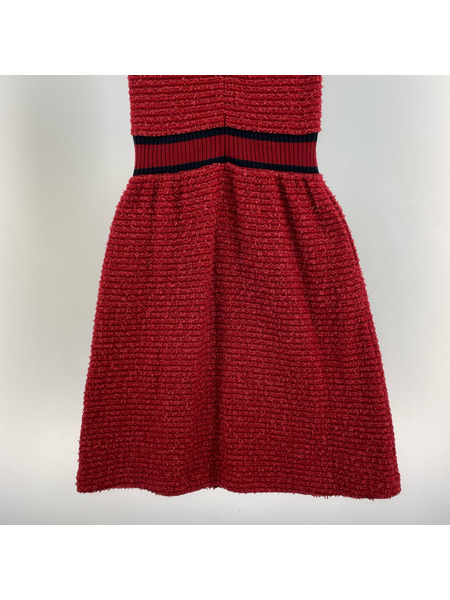 Rene ノースリーブワンピース ニットツイード/赤