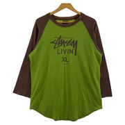 STUSSY LIVIN' 90s ラグラン TEE ブラウン×グリーン (XL)