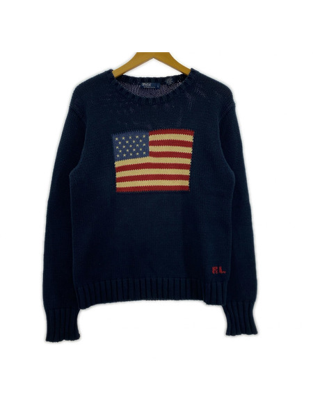 POLO RALPH LAUREN ニット・セーター 星条旗 日本製 ネイビー L
