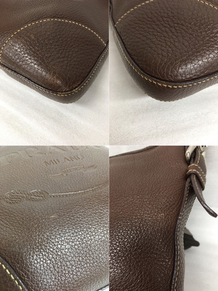 PRADA オールレザー ショルダーバッグ 茶[値下]