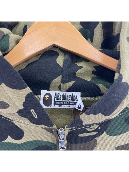 A BATHING APE パーカー(ジップアップ) サルカモ ジップパーカー 緑 XL