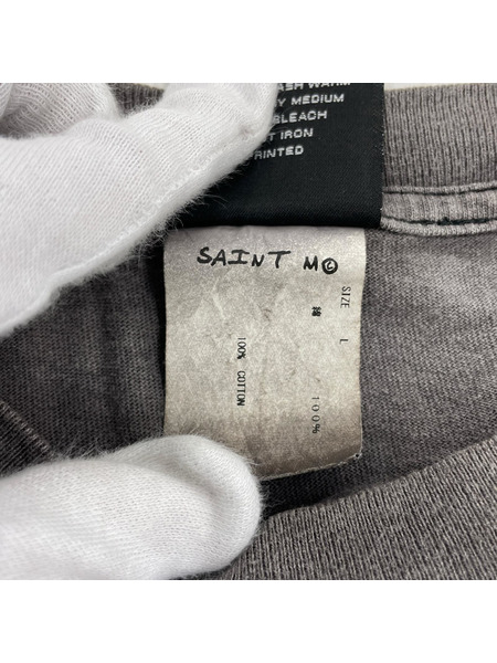 SAINT MICHAEL T-SHIRT FOCUS プリントTee L フェードブラック