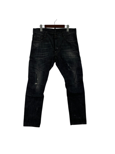 DSQUARED2 Tidy Biker Jean 加工デニムパンツ 48 ブラック