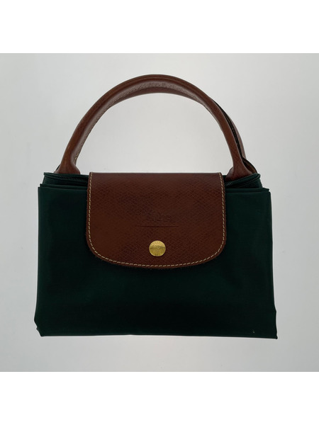 LONGCHAMP プリアージュ ナイロン レザー 緑 (M)