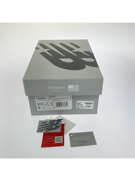 NEW BALANCE スニーカー 990V4 27cm GRY