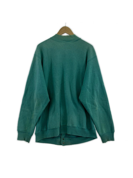 Champion スウェット・トレーナー 90s REVERSE WEAVE スナップタイプ ターコイズ