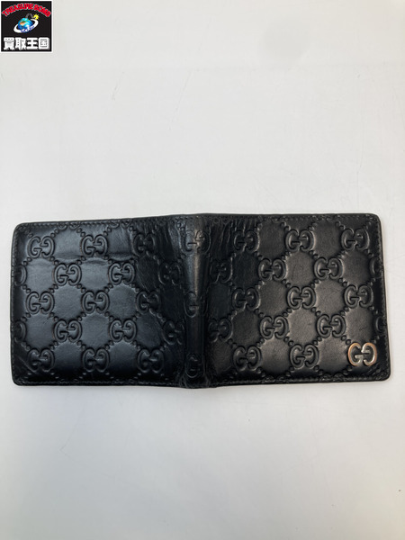 GUCCI グッチ 473922 GG グッチシマ レザー 二つ折り 財布 ブラック コンパクトウォレット