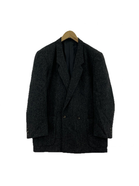 COMME des GARCONS HOMME 80s 肩抜キ ツイードダブルブレストジャケット グレー