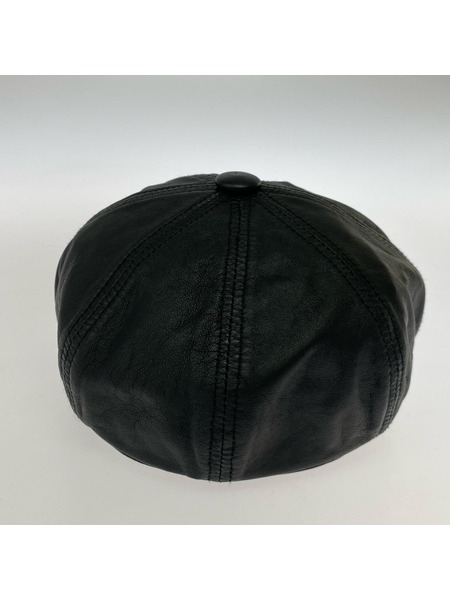 キャスケット・ハンチング NEW YORK HAT/ラムレザー/黒
