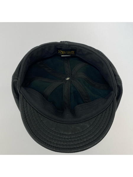 キャスケット・ハンチング NEW YORK HAT/ラムレザー/黒