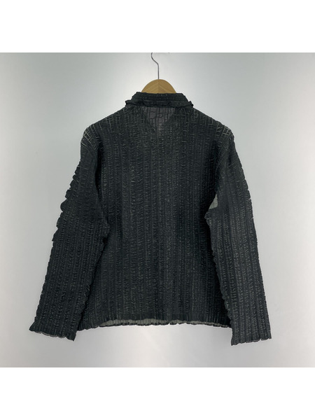 ISSEY MIYAKE 長袖シャツ 鱗プリーツシャツ/BLK