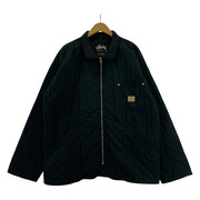 90s STUSSY オーストラリア製 ジップアップ キルティングジャケット L 黒
