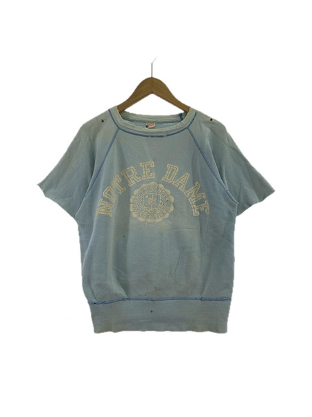 Champion 半袖Tシャツ・カットソー 60s ランタグ  カットオフスウェット 水色
