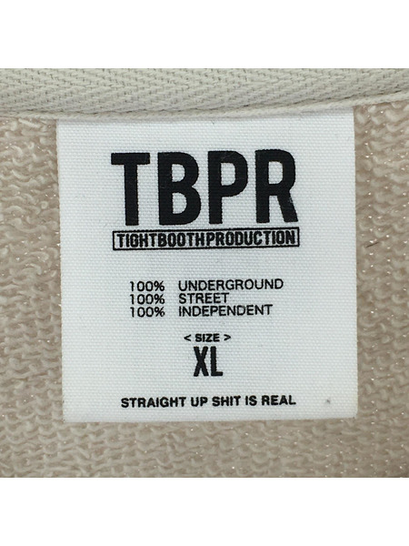 TIGHTBOOTH スウェット・トレーナー TAKODOSU バック刺繍クルーネック ベージュ