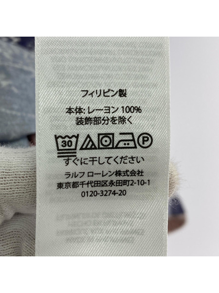 POLO RALPH LAUREN 半袖シャツ レーヨン/星条旗/ペイズリー/総柄/赤青