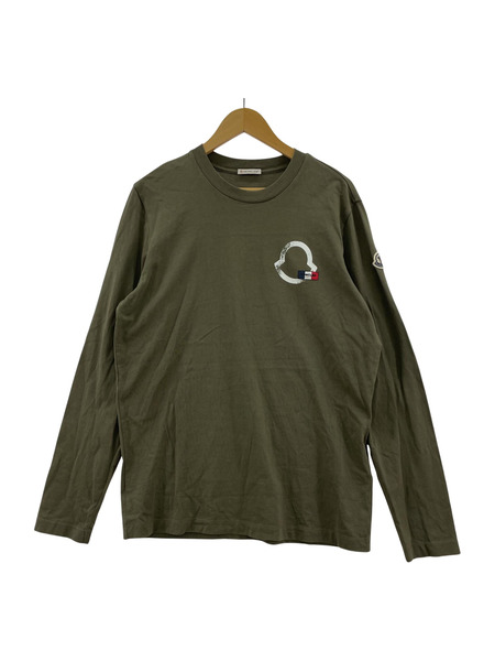 MONCLER/L/Sカットソー/ロゴプリント/S/カーキ/I20918D00016 8390T[値下]