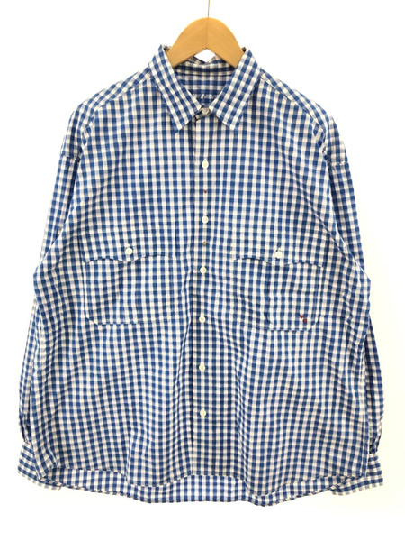 Porter Classic ROLL UP GINGHAM CHECK SHIRTS シャツ M ブルー[値下]