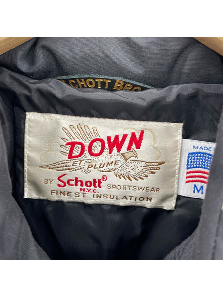 schott ウエスタンレザーヨーク ダウンジャケット M 黒