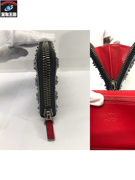 ルブタン 長財布 1175153 パネトーネ ロゴスタッズ ラウンドファスナー 青