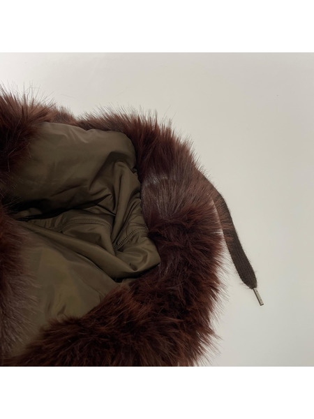 KIJIMA TAKAYUKI LONG FAUX FUR HOOD 茶