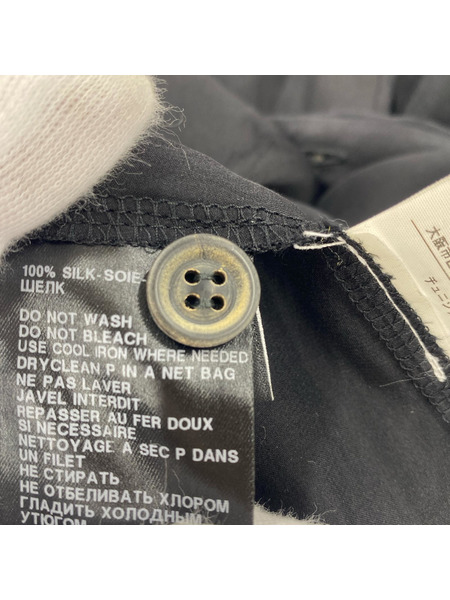 Ann DEMEULEMEESTER シルク ショールカラーシャツジャケット XXS ブラック