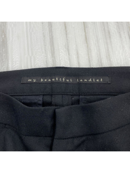 my beautiful land let パンツ ブーツカット センタープレス BLK
