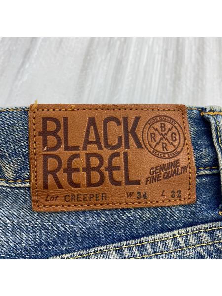 RUDE GALLERY BLACK REBEL CREEPER デニムパンツ W34L32[値下]