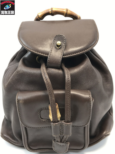 GUCCI グッチ オールド バンブー リュック レザー ブラウン オールド