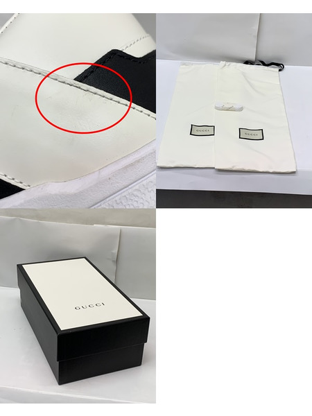 GUCCI インターロッキングG レザー スニーカー ブラック×ホワイト Size9 426184 開封品 グッチ 靴 GG [値下]