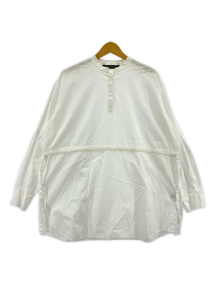 mizuiroind 長袖シャツ ハーフボタン 白