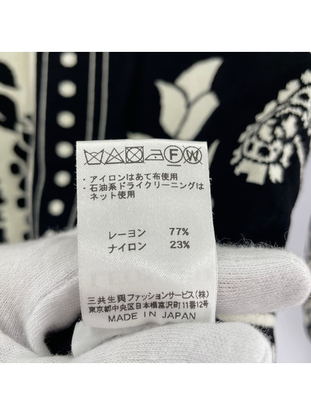 LEONARD ニット・セーター 7分袖 花柄 トリム 38 黒