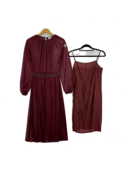 MONCLER 長袖ワンピース ABITO メッシュワンピース 赤 38