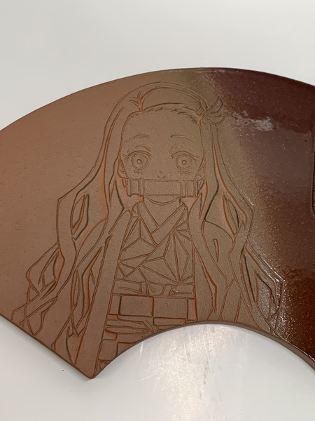 鬼師×鬼滅の刃 鬼コラボ 干支扇面 禰豆子 (陶器) 開封品 竈門禰豆子 三州瓦 三州鬼瓦工芸品 愛知県高浜市 鬼師のまち