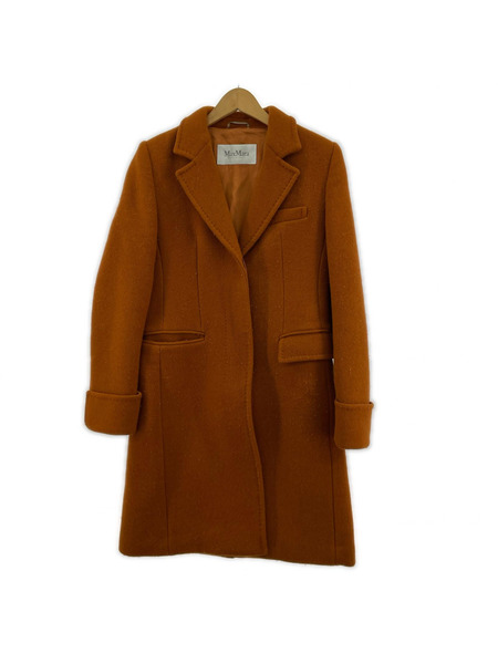 Max Mara アンゴラ混 ウールコート オレンジ