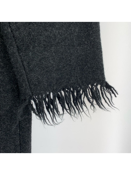 agnes b. 長袖ワンピース ウールタートルネックワンピース フリンジ グレー