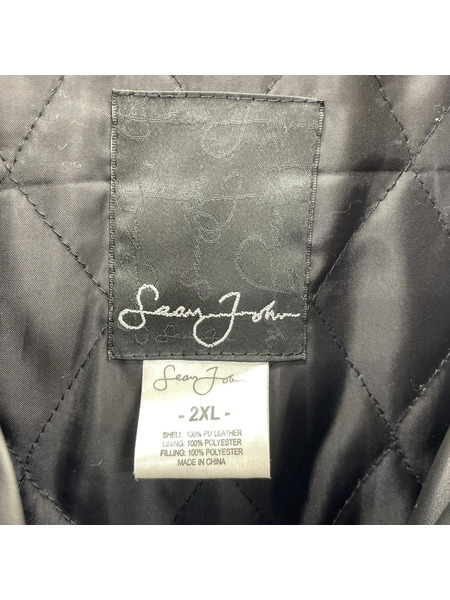 Sean John PUレザー 中綿キルティングジャケット ブラック