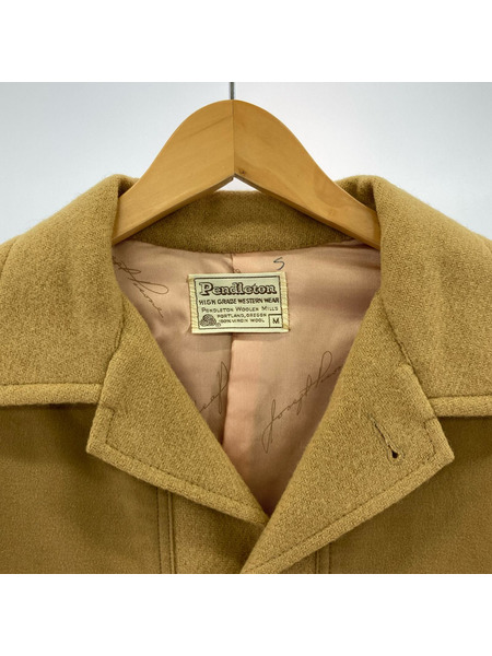70s PENDLETON 白タグ レザーヨーク ジャケット キャメル (M)