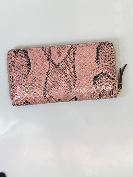 GUCCI GGマーモント ジップアラウンドウォレット 456117 パイソン×ピンク 開封品 グッチ 長財布 ロングウォレット ダブルG GG