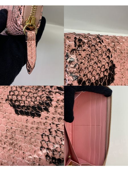 GUCCI GGマーモント ジップアラウンドウォレット 456117 パイソン×ピンク 開封品 グッチ 長財布 ロングウォレット ダブルG GG