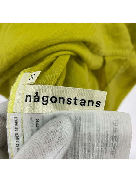 nagonstans 長袖シャツ nagonstans スキッパーリネンブラウス 黄 (38)